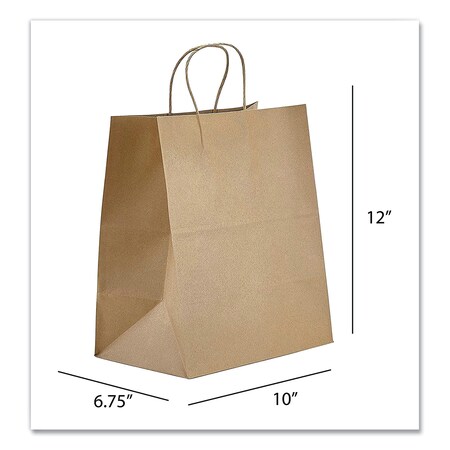Prime Time Packaging Kraft Paper Bags, Bistro, 10 x 6.75 x 12, Natural, PK250 NK10712